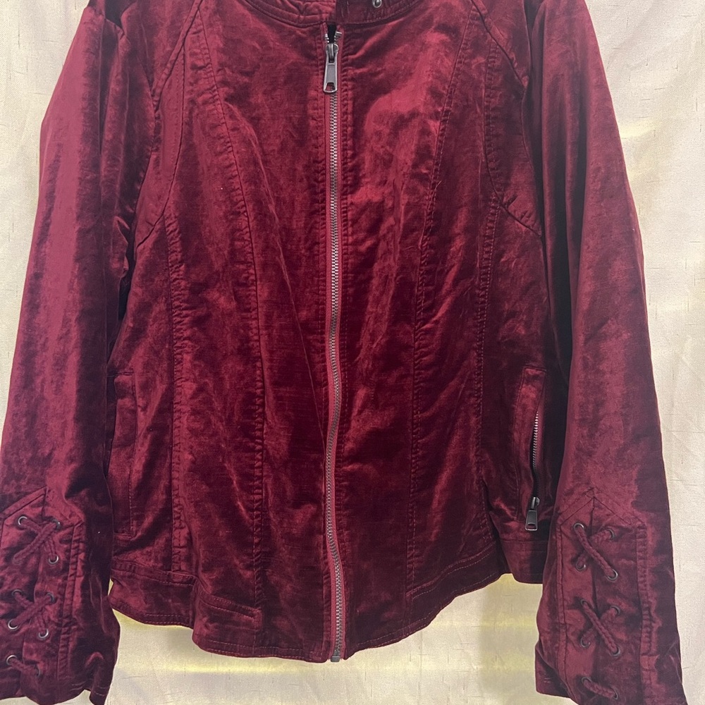 Torrid Burgundy Velvet Bomber Jacket